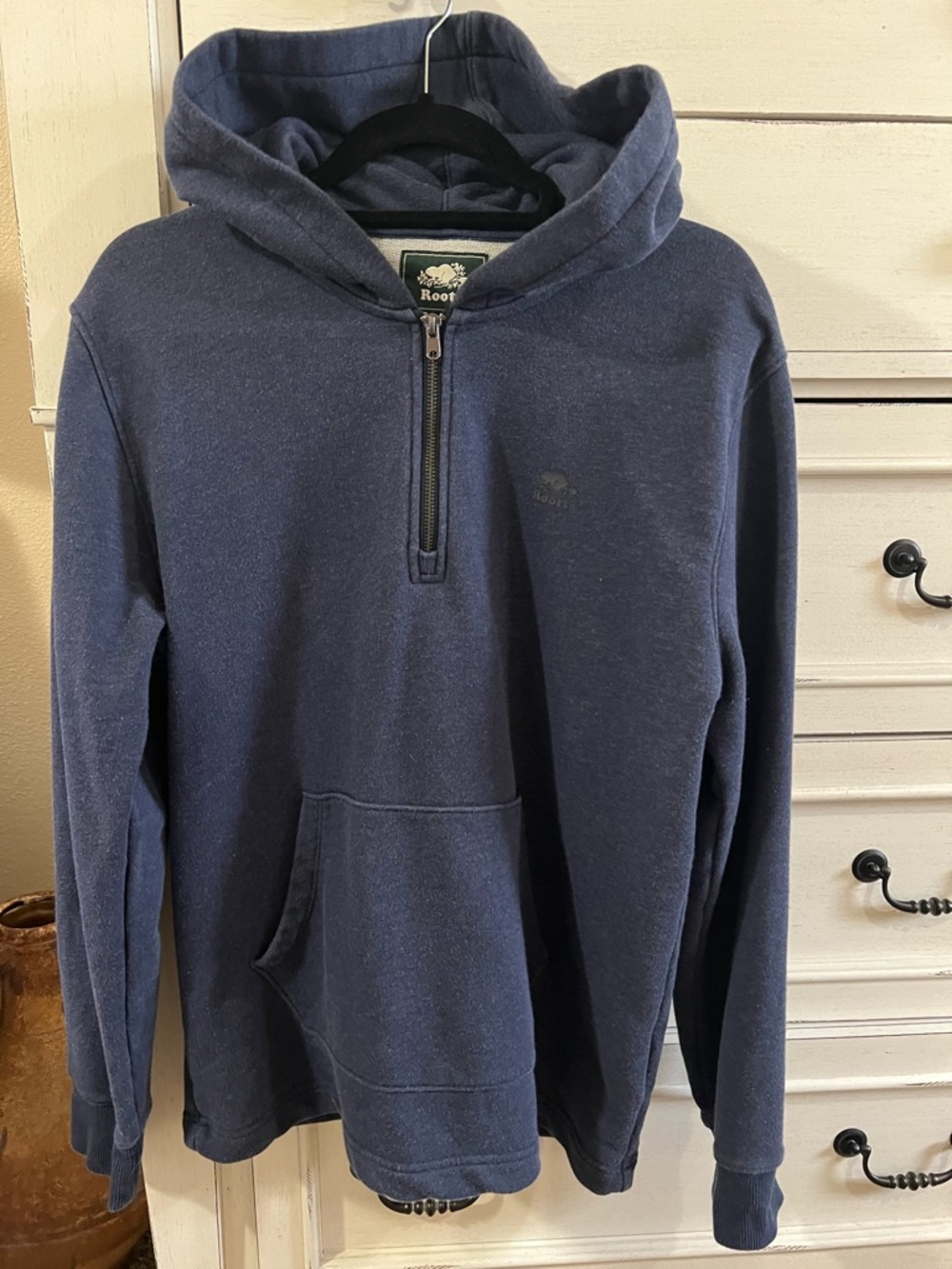 Roots Men's Navy Half-Zip Hooded Sweater